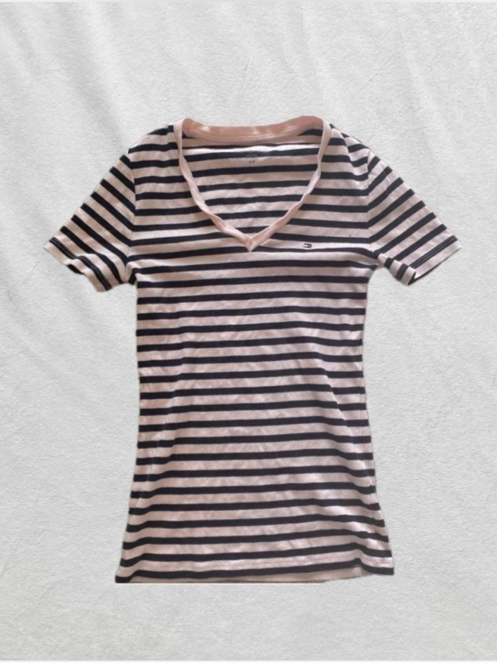 pink and black striped Tommy Hilfiger shirt y2k aesthetic